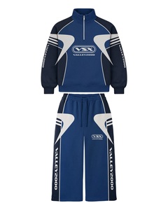 Custom Quarter <b>Zip</b> Tracksuit | Men's Techwear Star Patchwork Sweatsuit Set | OEM Futuristic Racing Style Jogger Set Manufacturer - Product Image 3