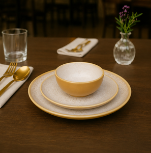 Exclucive Beige Speckled Stoneware Dinner <b>Plate</b> & Bowl Set Modern <b>Ceramic</b> Dinnerware Elegant Tableware for Home & Restaurant - Product Image 1