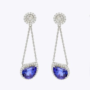 Fancy Cut Tanzanite <b>Stud</b> Earrings Gold Plated Luxury Jewelry Women's Elegant Party Bridal Gift IGI Certified Handmade - Product Image 1