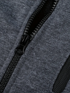 Sweat à capuche zippé gris et anthracite à blocs de couleurs |   Fabricant de sweat-shirts en polaire pour hommes sur mesure |   Vêtements en gros B2B Bangladesh - Product Image 6