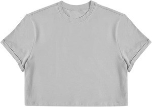 T-shirt court pour homme, manches courtes, col rond, couleur unie, décontracté, tricoté, coupe ajustée, respirant, 100% coton, gris - Product Image 4