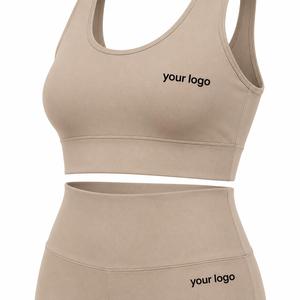 Women's Eco-Friendly for Seamless Custom Yoga Set High Waist Leggings Sports Bra Quick Dry Stretch Fitness Workout Activewear - Product Image 5