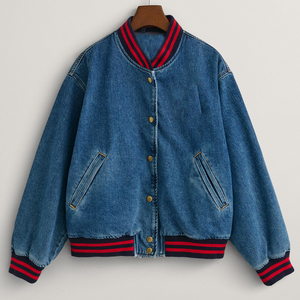 Women Embroidered <b>Denim</b> <b>Jacket</b> Varsity Letterman <b>Jackets</b> Women Baseball <b>Jacket</b> - Product Image 1