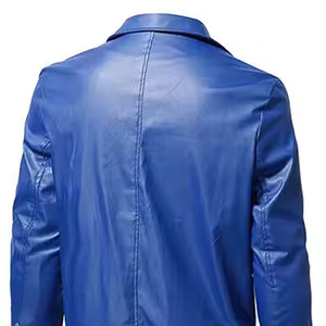 เสื้อแจ็คเก็ตหนัง PU ทรงสลิมฟิตสำหรับผู้ชาย ยี่ห้อ Econex Sports  รุ่นกันน้ำ กันลม เหมาะสำหรับฤดูหนาว  แบบลำลอง สไตล์นักขี่มอเตอร์ไซค์  ตกแต่งด้วยหมุด  ปกคอพับได้ - Product Image 5