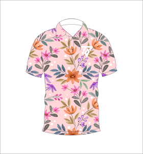 Polo personnalisé à imprimé floral rose, manches courtes, respirant, décontracté, uniforme de golf, t-shirt pour homme - Product Image 1
