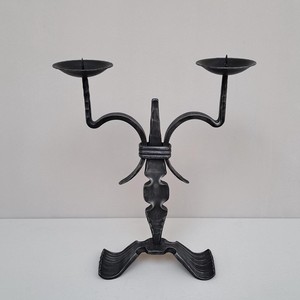 Candelabro de Hierro Negro de 2 Brazos, Portavelas Decorativo Vintage, Centro de Mesa para Bodas, Decoración del Hogar - Product Image 3
