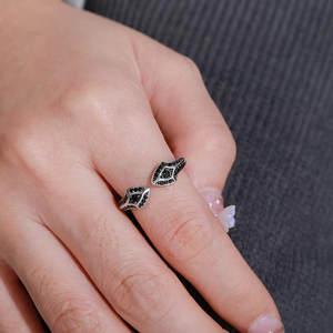 Anillo de Plata de Ley 18k con Diamante Negro, Diseño de Ojo de Serpiente, Unisex, Estilo Hip Hop, Lujoso, Certificado IGI - Product Image 1