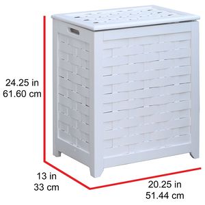 Cesto Portabiancheria Rettangolare in Legno Impiallacciato Bianco con Borsa Interna RHV0103W - Product Image 3