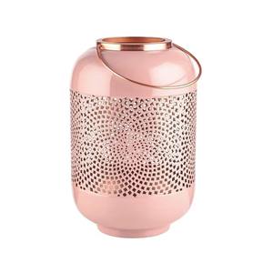 Belle grande lanterne ronde en fer avec poignée faite à la main en Inde rose foncé décor à la maison pour les entrées de porte utilisation de table bougeoir - Product Image 6