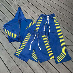 Sweat-shirt personnalisé vierge 100 % coton molletonné, ensemble de sweats-shirts personnalisés vierges, survêtements rayés coupe ample et oversize pour homme - Product Image 1