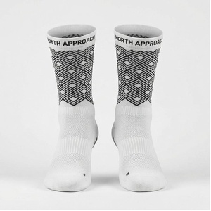 North Approach Crew <b>Socks</b> Geometric Pattern Breathable <b>Running</b> <b>Socks</b> for Adults Summer Season - Product Image 1