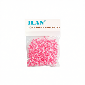 Ilan Goma Manualidades Elastico Intrecciato Bianco e Rosa Caldo 300 Pezzi per Creazione di Gioielli e Artigianato - Product Image 2