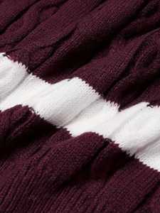 Pull en maille torsadée rayé décontracté pour homme, col rond, color block, coupe ajustée, chaud, automne-hiver, pull tendance pour homme - Product Image 5