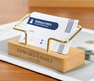 Wooden Card Holder For Office Table Hospital Reception Visiting Card Holder <b>Tabletop</b> Business Card Holder Display Card Holder - Product Image 5