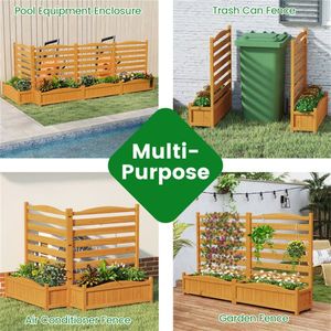 Recinzione per la privacy a 2 pannelli in legno di abete, senza scavo, con fioriere, protezione contro roditori, schermo per unità AC/cestini per rifiuti per patio esterno, modello ALU - Product Image 6