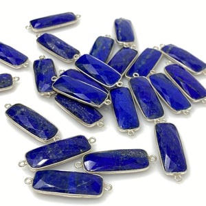 Coszcalt Exports Lapis Lazuli Double Bail Bar Connector Vintage Gold-Plated Sterling <b>Silver</b> Bezel Setting <b>Charm</b> Pendant Party - Product Image 1