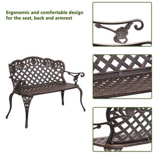 Panchina da Giardino in Alluminio Pressofuso da 42,5 Pollici per Coppie - Product Image 4