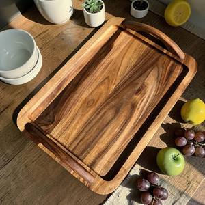 Bandeja de servir de madera de nogal con asas, bandeja de desayuno hecha a mano, bandeja de comida de madera natural, bandeja de servir para cocina - Product Image 5