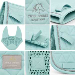 Tapis de selle matelassé vert menthe et protège-cou unisexe en tissu tissé à motif uni 140g imprimé numériquement respirant - Product Image 3