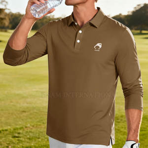 Light Weight <b>Slim</b> <b>Fit</b> <b>Men</b> Long Sleeves <b>Polo</b> <b>Shirts</b> Solid Color High Quality Long Sleeves <b>Polo</b> <b>Shirts</b> - Product Image 2