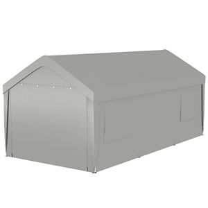 Abri de voiture en métal robuste de 19,5 pi x 10 pi avec 4 fenêtres en maille et 2 portes, idéal pour les voitures et l'utilisation en parking - Product Image 1