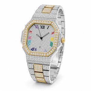 Reloj de Lujo Unisex con Incrustaciones de Diamantes, Caja de Acero Inoxidable, Esfera Analógica, Cristal de Zafiro, Visualización de Fecha, Caja Poligonal de 41 mm, Cuarzo - Product Image 6