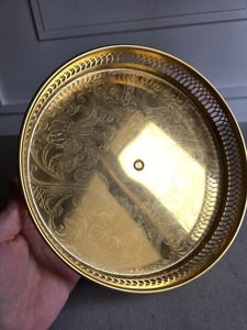 Premium Gold Finished Pedestal Bowl With Curved Edge Design Ideal For <b>Table</b> Centerpiece And Special <b>Occasion</b> Gift From India - Product Image 3