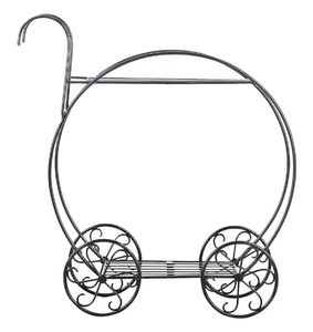 Chariot de rangement vintage en métal pour plantes, support décoratif pour pots de fleurs d'intérieur et d'extérieur, étagère de jardin - Product Image 2