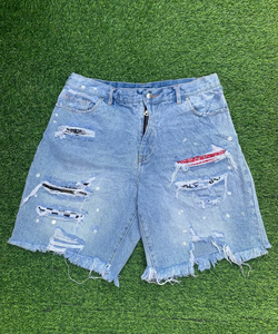 Nouvelle Arrivée Short en Jean Déchiré et Usé pour Homme – Style Décontracté Bleu - Product Image 1