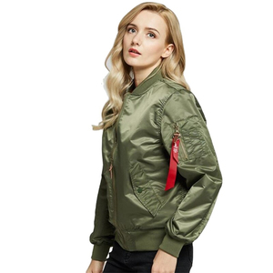 Smooth Texture Ribbed Collar Comfortable Fit Fashion Apparel <b>Women</b> <b>Bomber</b> <b>Jacket</b> Premium Satin Outerwear Lightweight Fabric - Product Image 6
