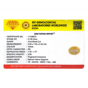 อเล็กซานไดรต์ทรงรี 3.65 กะรัต ไพลินสีเหลืองสำหรับเครื่องประดับชั้นดี - Product Image 4