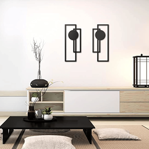 CIFbuy Set di decorazioni murali in ferro con linee astratte moderne e minimaliste, realizzate a mano, in bianco e nero, per soggiorno, camera da letto, regalo di Halloween - Product Image 6
