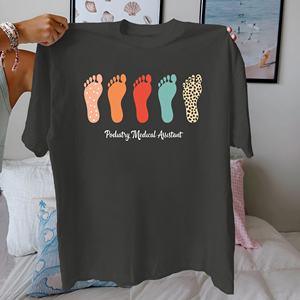 Podiatry Medical Assistant huellas Camiseta de algodón puro Mujer ajuste cómodo - Product Image 2