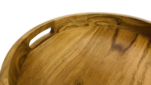 New Arrival Classic Round Wooden Decorative Serving Tray Acacia Hand Crafted Wood Round Serving Tray and Round Platter Platters - Product Image 3