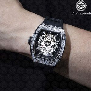 Charm Jewells Men's Luxury Stainless Steel Tonneau <b>Mechanical</b> <b>Watch</b> 43mm Rubber Band Sapphire Crystal Luminous Buckle - Product Image 1