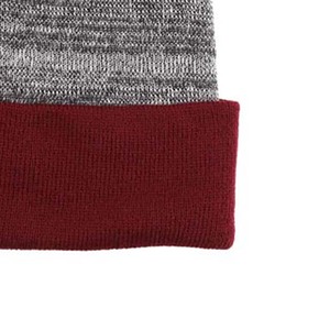 Gorro de Invierno Unisex Gris Jaspeado con Pompón Rojo y Borde Tejido a Máquina, Acrílico, Casual, para Adultos, 56-58CM - Product Image 2