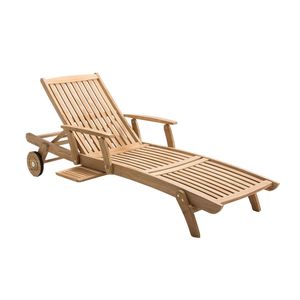 Chaise longue de piscine extérieure en teck réglable, moderne, écologique et luxueuse - Product Image 1