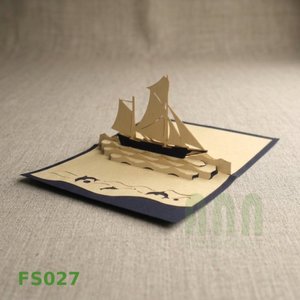 High Quality Handmade 3D Pop-Up Greeting <b>Cards</b> Die-Cut Printed Custom Boat Thanksgiving <b>Wedding</b> Gift <b>Box</b> Made Vietnam Paper - Product Image 5