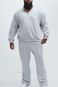 Sudadera con Cierre de Cremallera de Algodón Grueso Transpirable de Alta Calidad, Personalizable con Logotipo, Color Gris Claro, Sudadera Oversize con Cierre de Cremallera de un Cuarto - Product Image 5