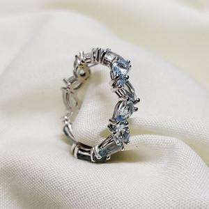 Natural Aquamarine Eternity <b>Ring</b> Minimal Antique Jewelry For Women March Birthstone Stacking Gift Elegant <b>Ring</b> - Product Image 6