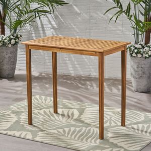 Tavolo da Bar Rettangolare Minimalista da Esterno in Legno di Acacia con Finitura Teak Categoria Prodotti Pavimenti in Bambù - Product Image 1