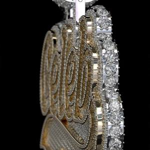 Hip Hop Custom <b>Name</b> Moissanite 925 Silver Iced Out 3D Letters Charm Pendants Cuban Tennis <b>Chain</b> Necklace for Men - Product Image 3