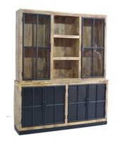 Mueble de Almacenamiento de Madera Maciza de Diseño Industrial Moderno, Vitrina con Puerta de Hierro y Vidrio, Muebles para el Hogar, Sala de Estar, Hotel, Bar