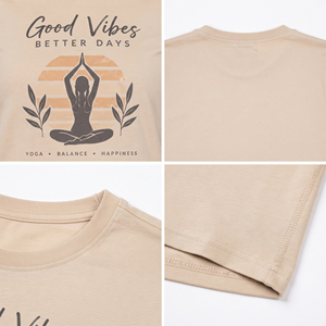T-shirt de fitness imprimé 100 % coton et polyester pour femme, coupe ajustée, séchage rapide, pour yoga et exercice, manches courtes, anti-UV - Product Image 6