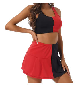 Ensembles d'uniformes de cheerleading unisexes en polyester avec logo personnalisé, haut sans manches en spandex blanc, shorts, haute qualité, nouveau style, entraînement, OEM - Product Image 5