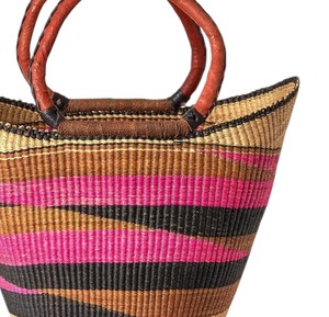 Custom Wave Seagrass Handbags <b>Tote</b> <b>Bag</b> Premium Leather Handles Designer Women <b>Straw</b> Handbag Luxury Summer Beach OEM - Product Image 3