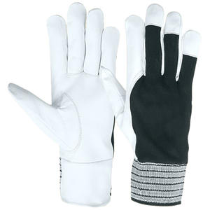 Gants de travail pour mécaniciens en cuir de chèvre grainé de qualité supérieure, avec paume et dos interlockés, non doublés, à manchette à fermeture. - Product Image 6