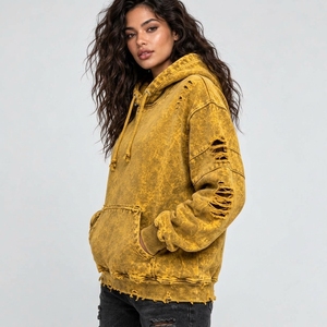 Womens <b>oversized</b> distressed <b>sweatshirts</b> with hoods offering soft comfort <b>vintage</b> textures and fashionable urban appeal - Product Image 4