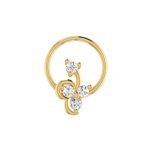 Bijoux de piercing fin en or 14 carats Épingle de nez en diamant naturel de 0,08 ct avec motif Blossom Glow - Product Image 1