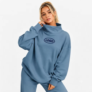 Contemporary Women's Oversized Fleece <b>Tie</b> <b>Dye</b> Mock Neck <b>Sweatshirt</b> Premium Cotton Streetwear Front Logo Comfort Wear - Product Image 1